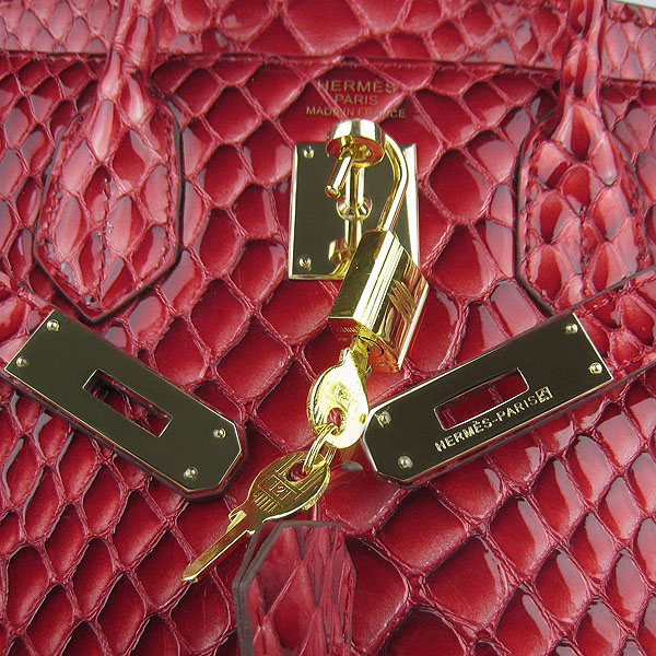 Replica Hermes Birkin 30CM Fish Veins Leather Bag Dark Red 6088 On Sale